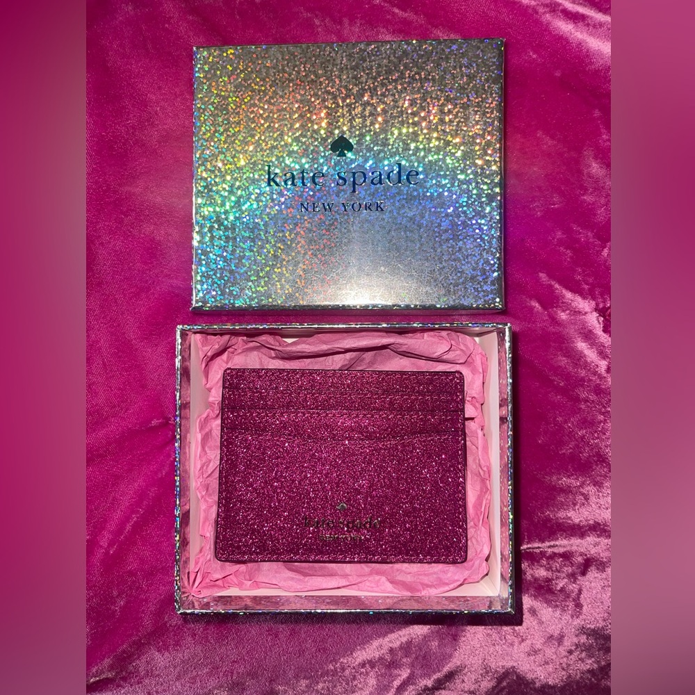 Kate Spade Pink Glitter Card Holder